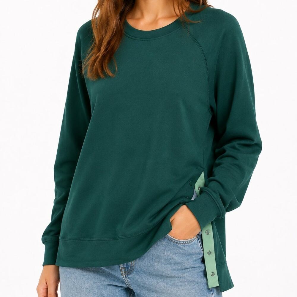 2/$15 Sincerely Jules Side Snap Sweatshirt Teal Pullover Size L